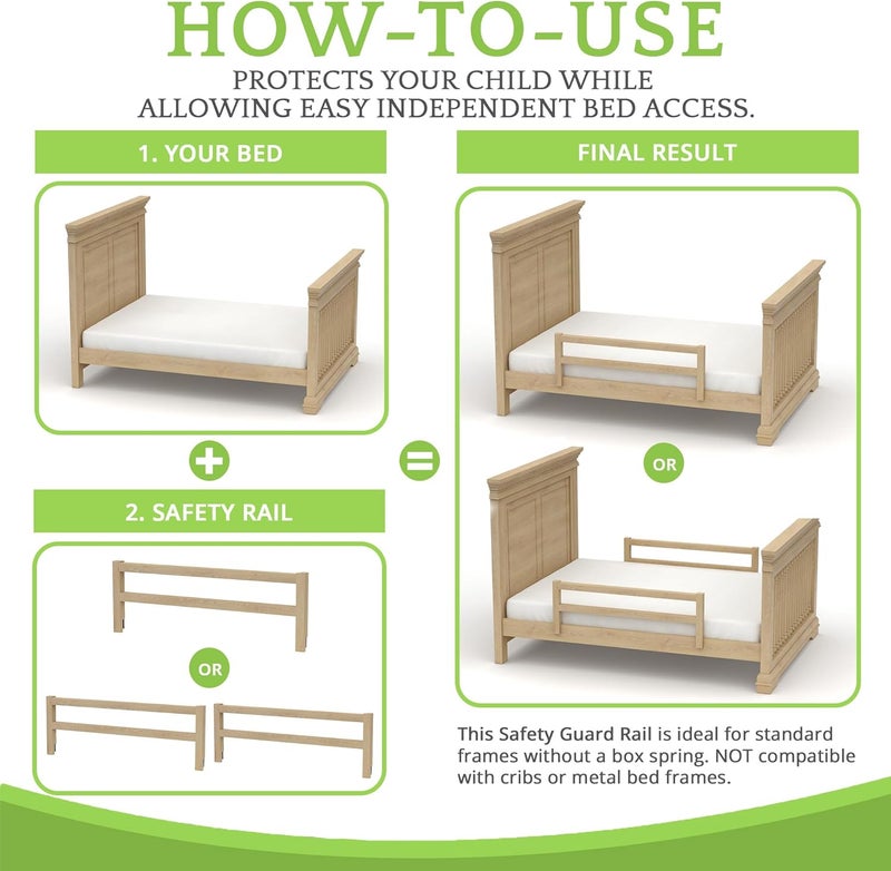 CC KITS Safety Guard Rail for Baby, Kids, and Children - Solid Wood Safety Bed Rail for Toddlers - Easy Installation - Premium Protection for Bunk, Twin, Full, Queen and King Size Beds - (Unfinished) - Image 5